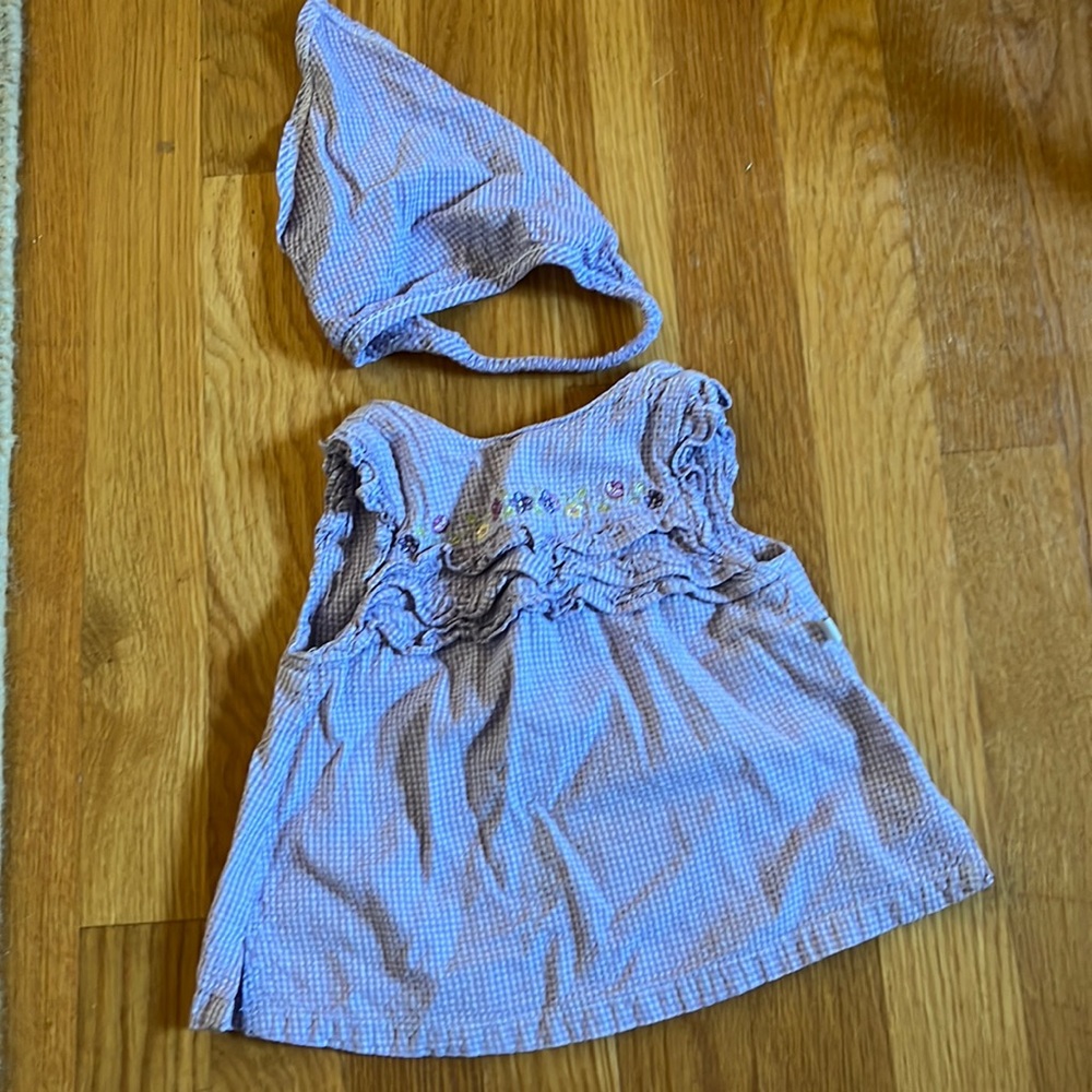 Infant sundress size 6/9 months with matching head piece